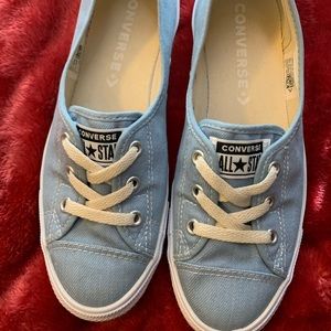 Size 8 womens slip on Converse, light blue